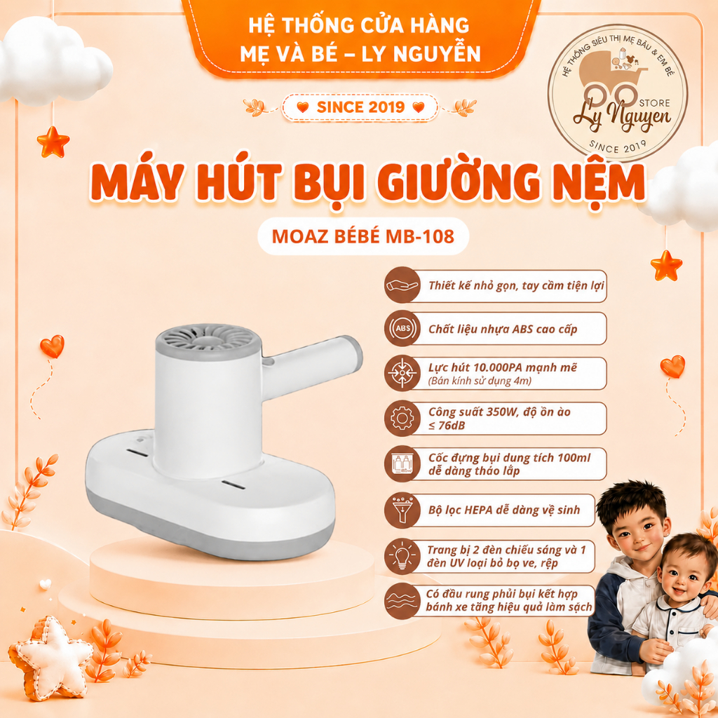 [Ly Nguyễn Store] Máy hút bụi giường, chăn gối, sofa cầm tay đa năng Moaz BéBé MB108 MB-108
