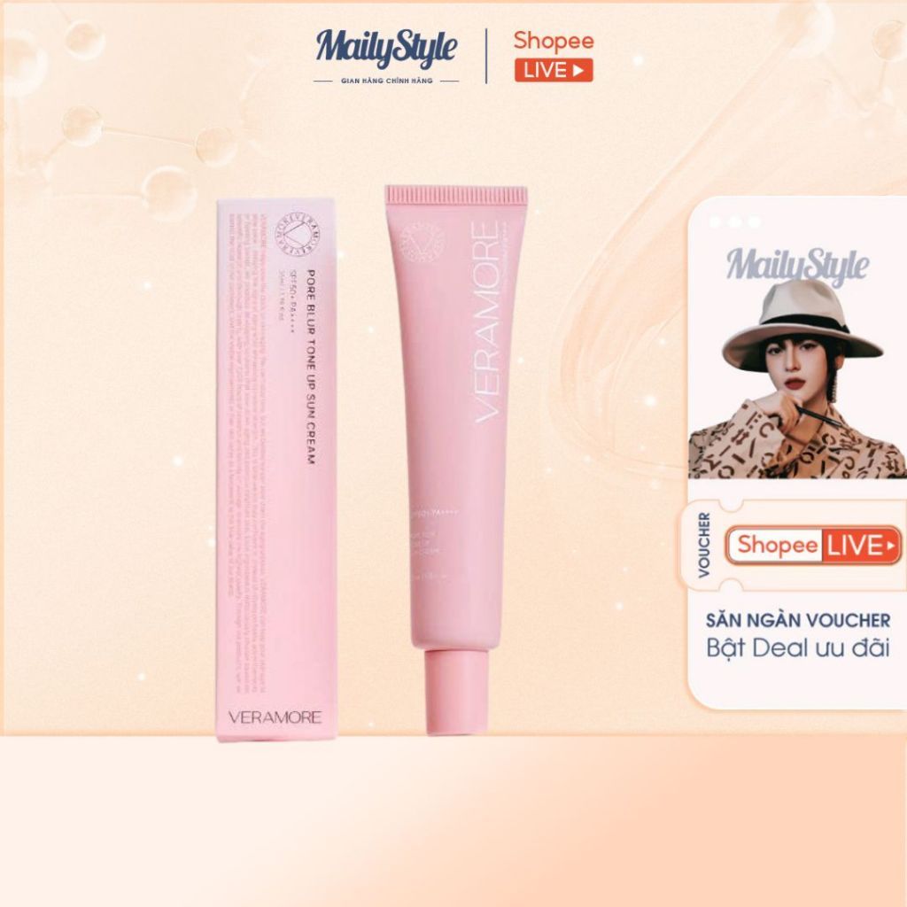 E876_ Combo (01 Tuýp Hồng) Q56 Kem chống nắng Veramore Pore Blur Tone Up Sun Cream +(01 Hộp) H46