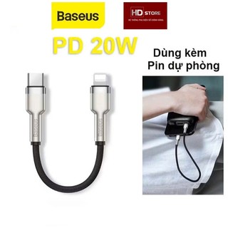 Cáp sạc ngắn BASEUS sạc nhanh PD 20W Type C to Lighting 25Cm bọc dù sử dụng kèm Pin dư Phòng cho IP 11 12 13 14 PRM