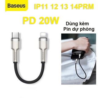 Cáp sạc ngắn Baseus Type C to Lighting 20W 27W cho IP 12 13 14 PRM ngắn 25Cm dùng cho Pin dự phòng bọc dù