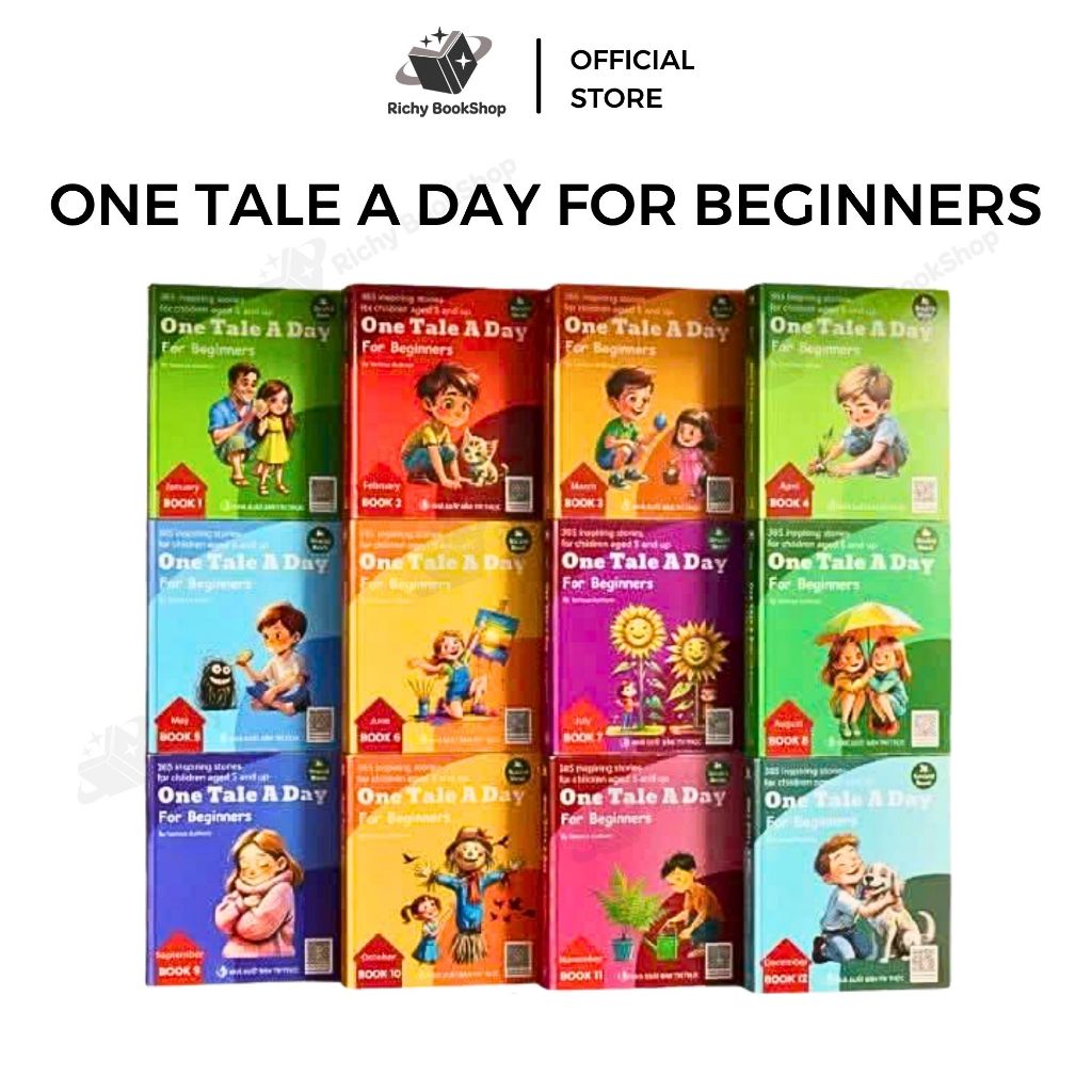 Sách - Bộ 12 cuốn One Tale a Day for Beginners - 365 câu chuyện truyền cảm hứng bản Tiếng Anh kèm fi