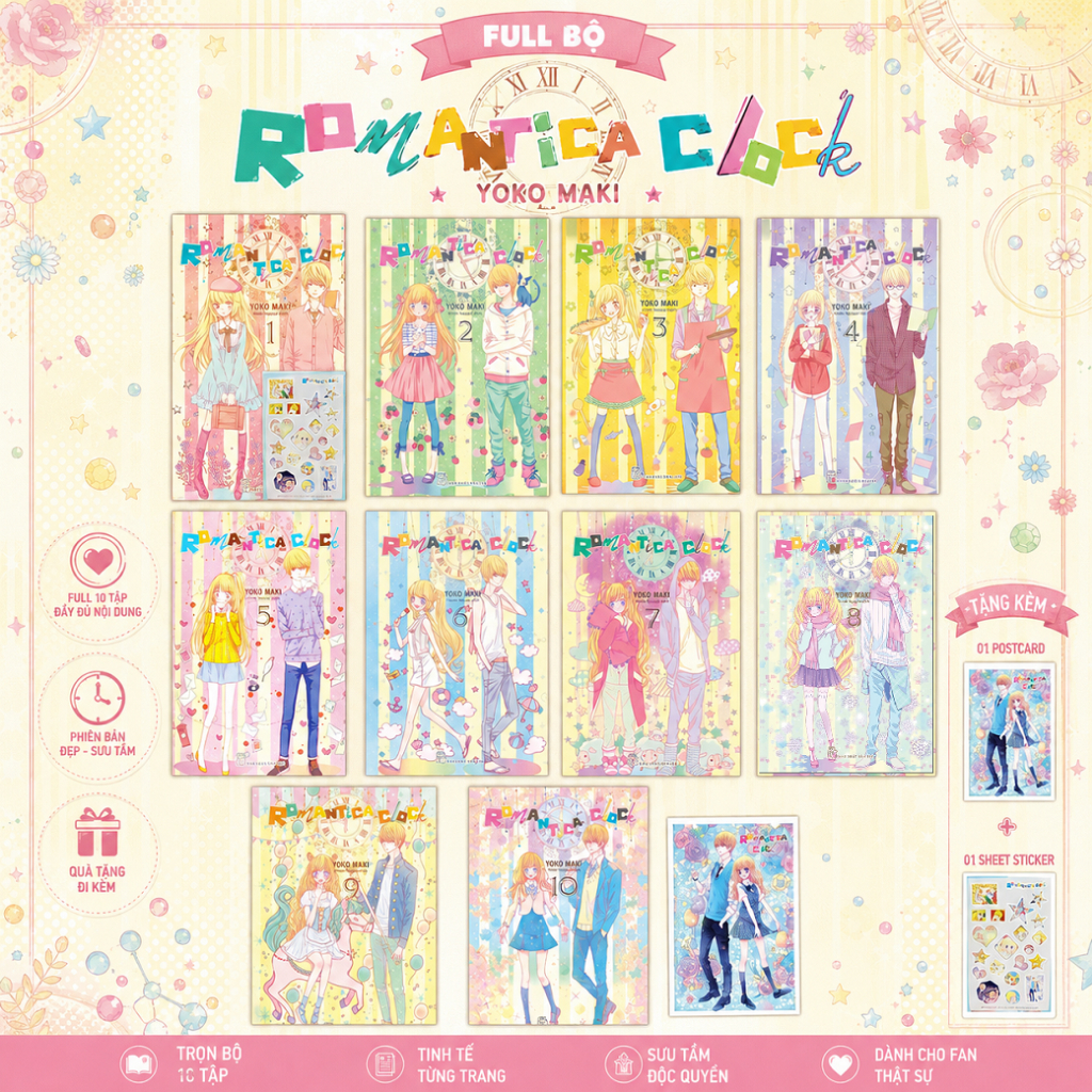 Full bộ kèm phụ kiện 10t - Romantica Clock