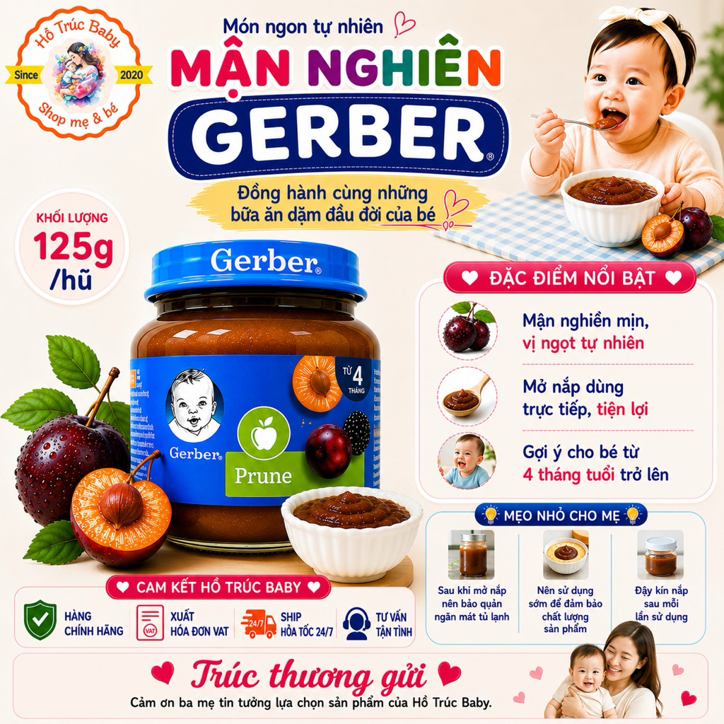 Mận Đen Nghiền Gerber Nga 125g