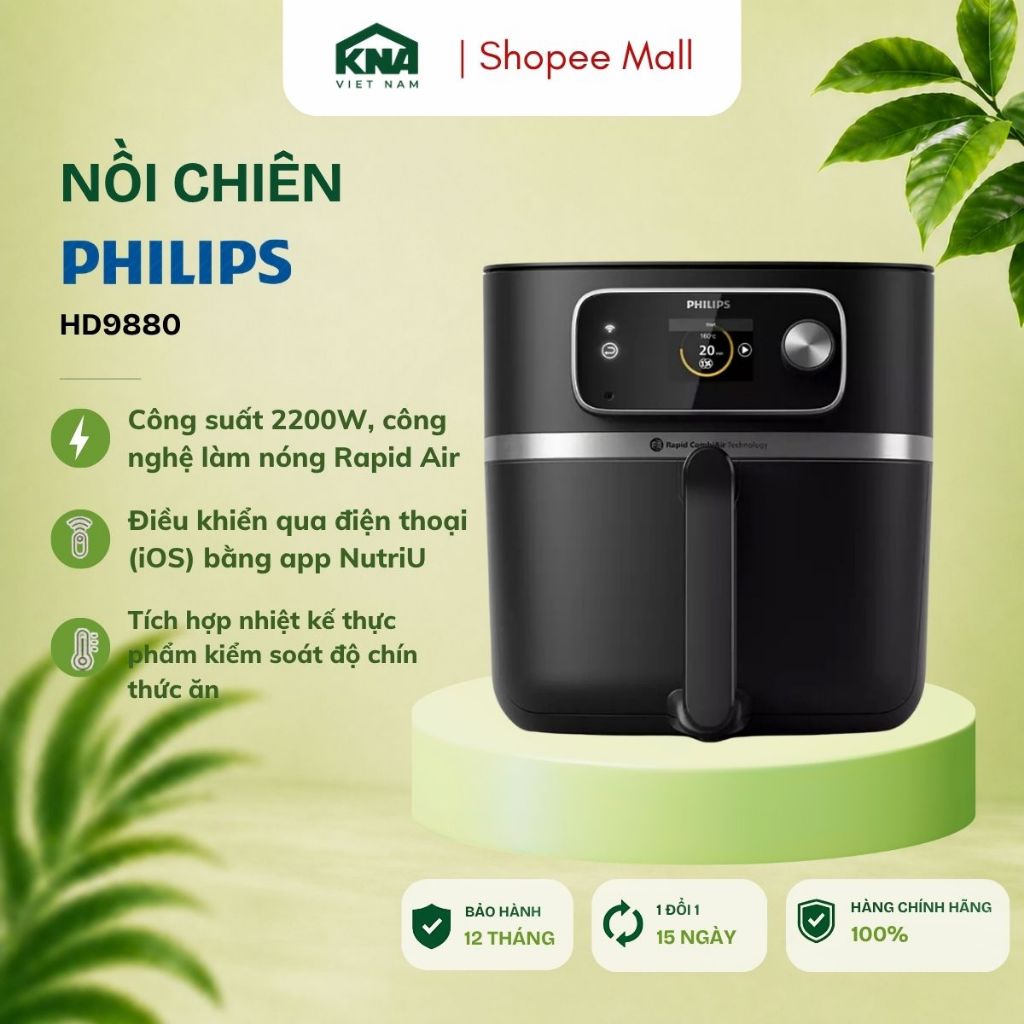 Nồi Chiên Không Dầu Philips HD9880/90 XXL (8.3L) - Tích Hợp Nhiệt Kế Thực Phẩm Đút Lò & Kết Nối Wifi