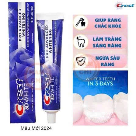 Kem đánh răng Crest 3D White Advance Mỹ 1 tuýp 147g