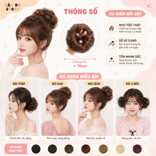 Búi Tóc Giả Xoăn Cao Cấp – Búi Tóc Cột Phồng Dày, Tạo Kiểu Nhanh Dễ Dùng Cho Nữ