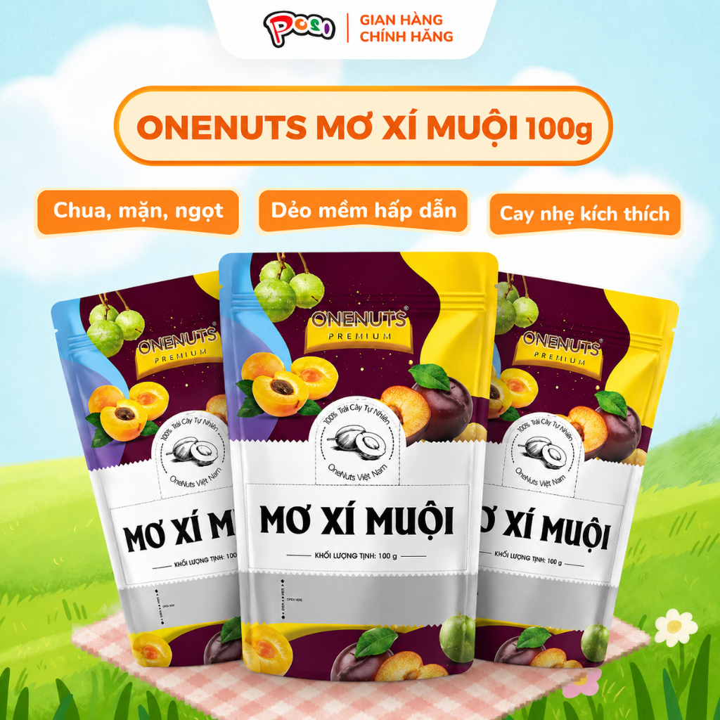 ONENUTS Mơ Xí Muội 100g – Chua Ngọt Hài Hòa, Thơm Ngon Khó Cưỡng – Posi Snack Store