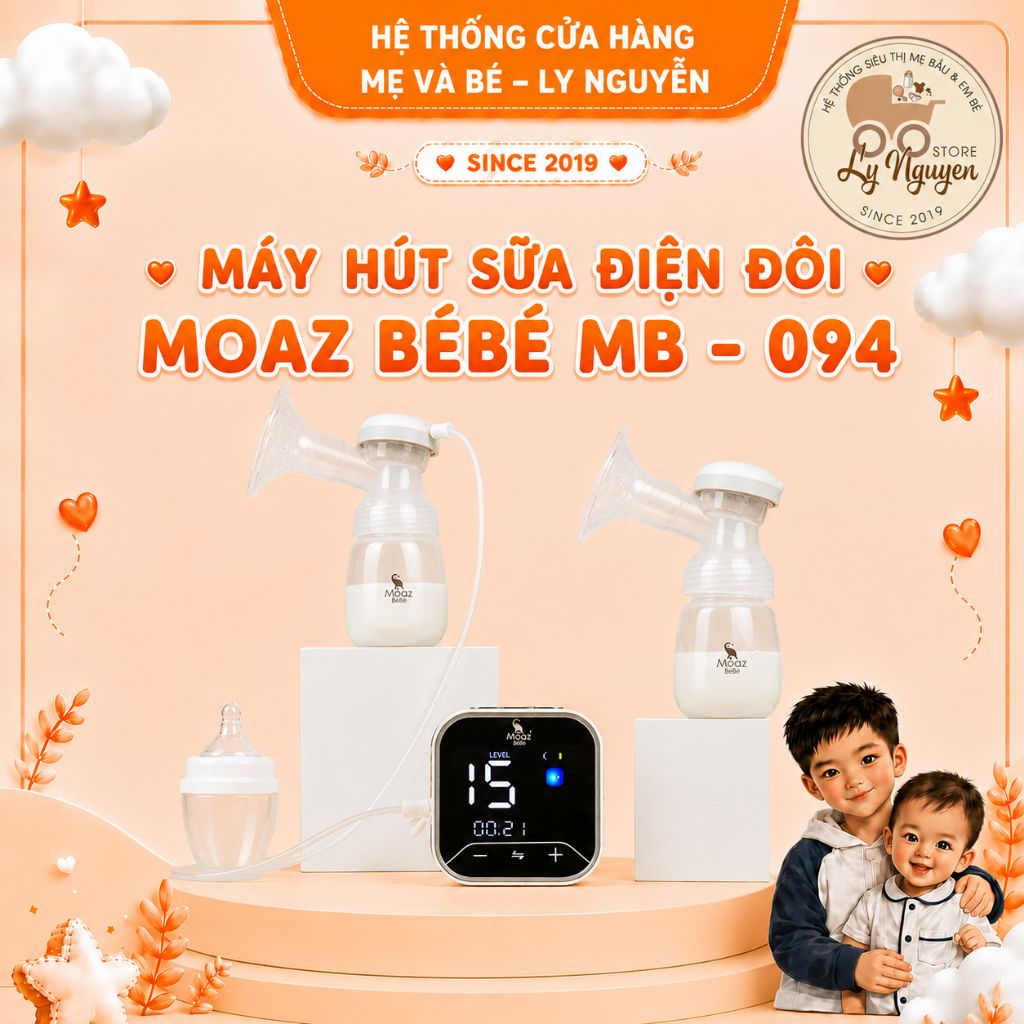 [Ly Nguyễn Store] Máy hút sữa điện đôi Moaz BéBé MB – 094