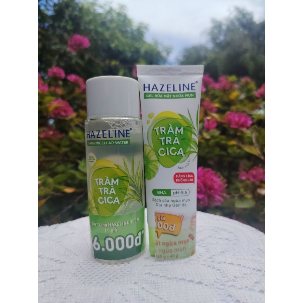 combo 2 MÓN GỒM 1 SỬA RỬA MẶT HAZELINE 40g +1 tẩy trang HAZELiNE 100g [ hàng mini bóc tách khuyến mã