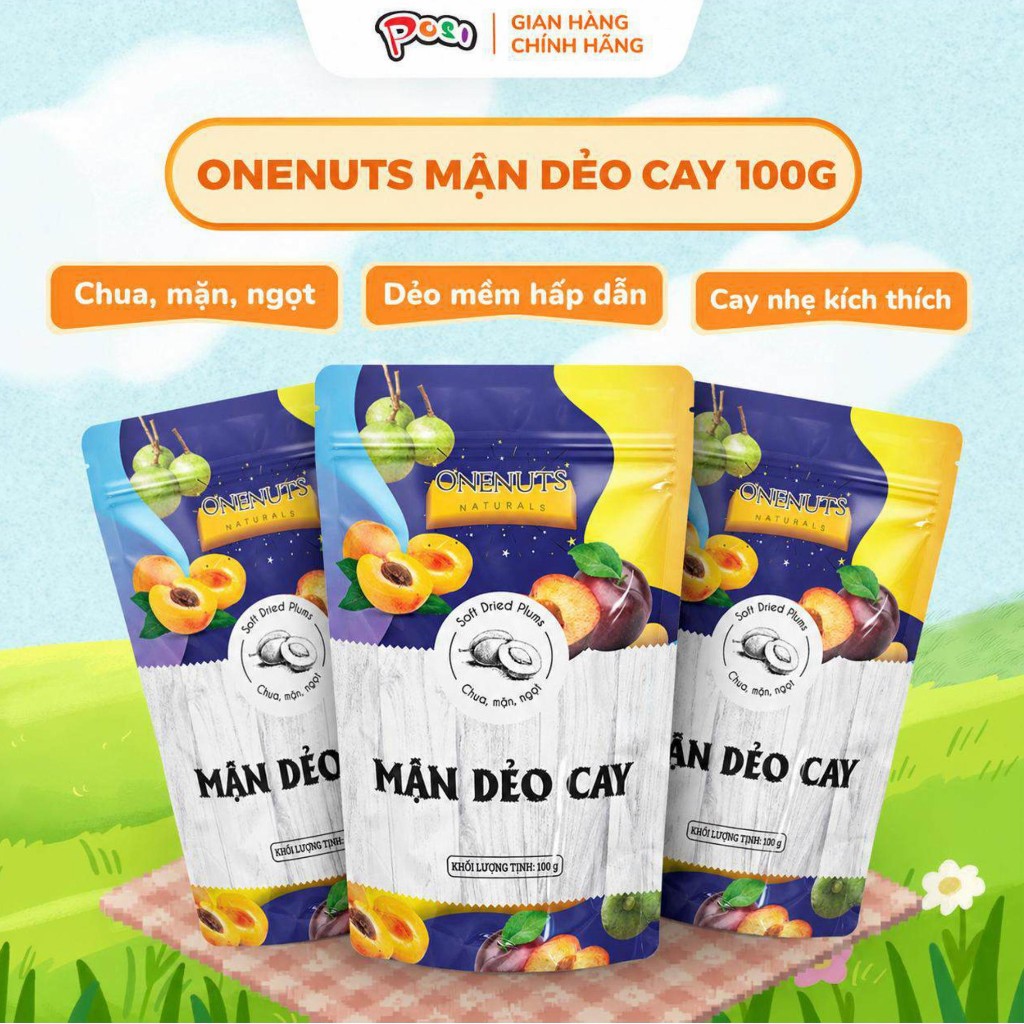 ONENUTS Mận Dẻo Cay 100g – Chua Ngọt Đậm Đà, Cay Nhẹ Cuốn Hút – Posi Snack Store