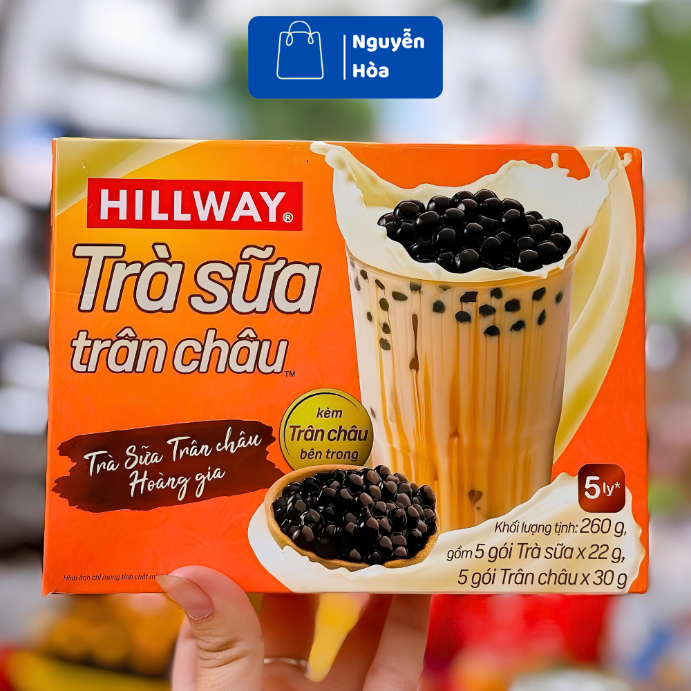 [Combo 3 Hộp] Trà Sữa Trân Châu Hillway 260g (Tổng 15 Ly) - Trà Sữa Tự Pha Có Gói Trân Châu Thật Bên