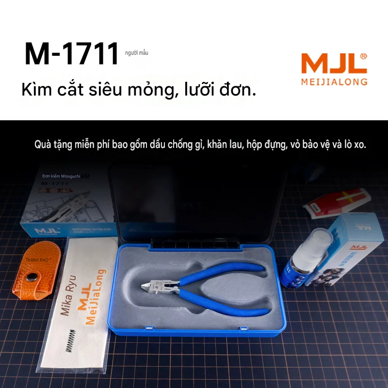 [Dụng cụ lắp ráp] Kềm mô hình 1 lưỡi MJL-1711 | tặng kèm dầu bảo vệ và bọc da đầu kềm