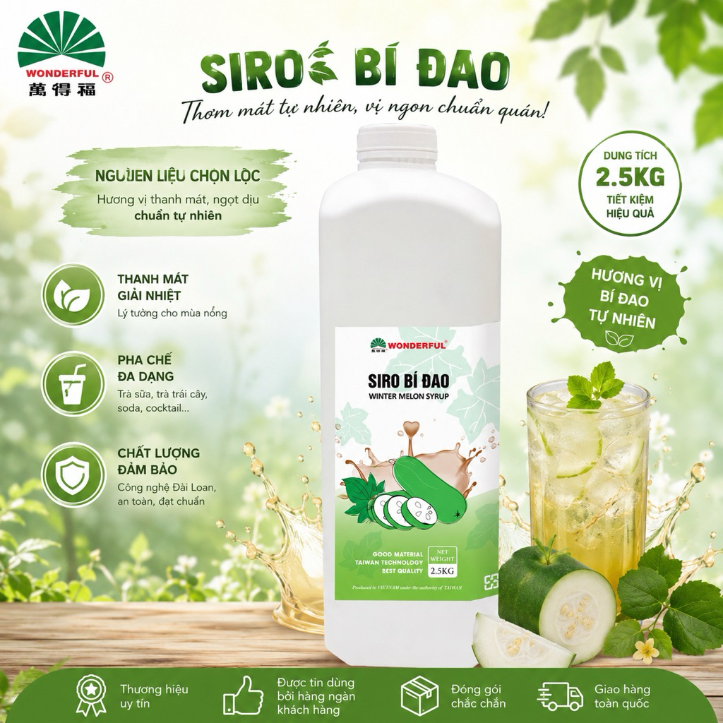 Siro Bí Đao Wonderful 2.5kg - Winter Melon Syrup Pha Trà Sữa, Trà Bí Đao, Soda Thơm Mát