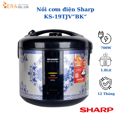 Nồi Cơm Điện Nắp Gài Sharp KS-19TJV, Dung Tích 1.8L, Hàng Chính Hãng Bảo Hành 12 Tháng