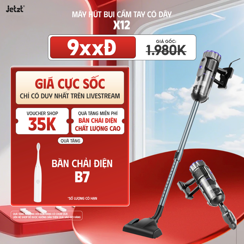 Máy hút bụi cầm tay đa năng có dây JETZT X12 lực hút 21000PA