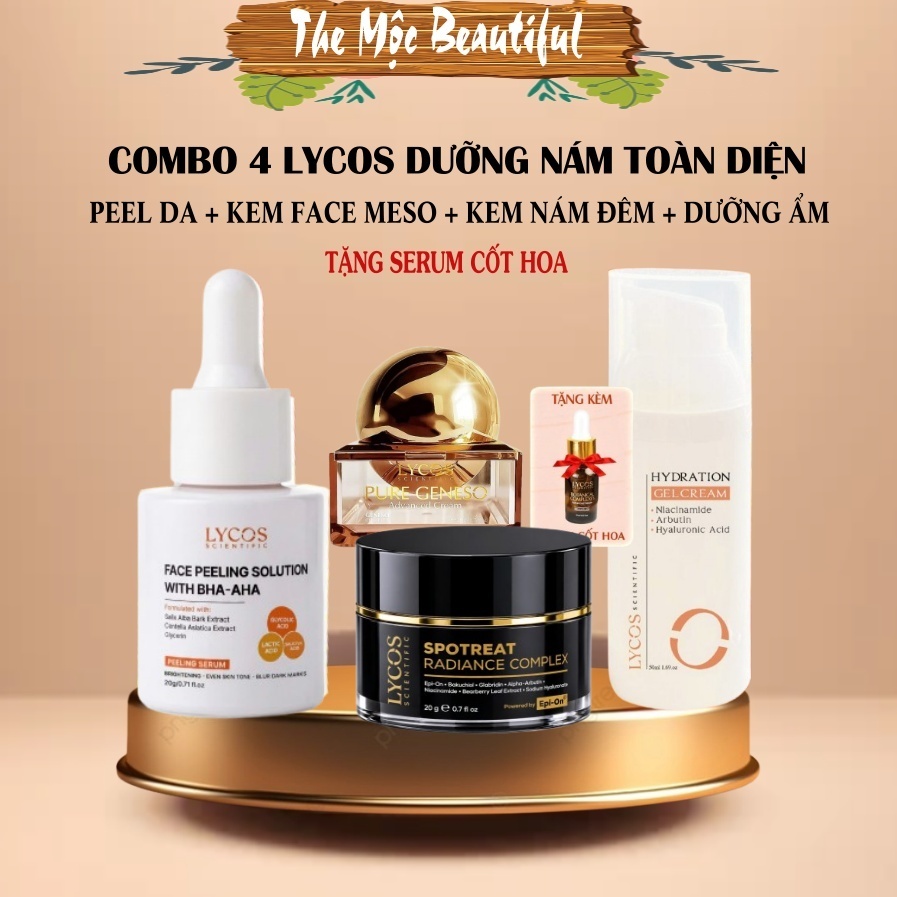 [Dưỡng Nám Chuyên Sâu] Combo 4+1 Da Nám Toàn Diện Lycos: Peel + Kem Nám +Gel Dưỡng Ẩm +Kem Face Meso
