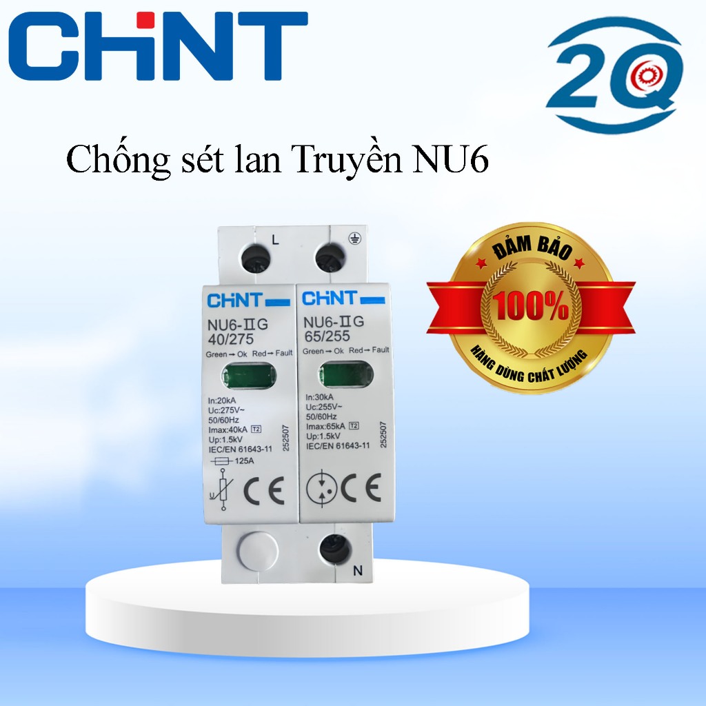 CHỐNG SÉT LAN TRUYỀN CHÍNH HÃNG CHINT NU6-IIG 40kA/275V 1P+N GIẢI PHÁP BẢO VỆ THIẾT BỊ ĐIỆN HIỆU QUẢ
