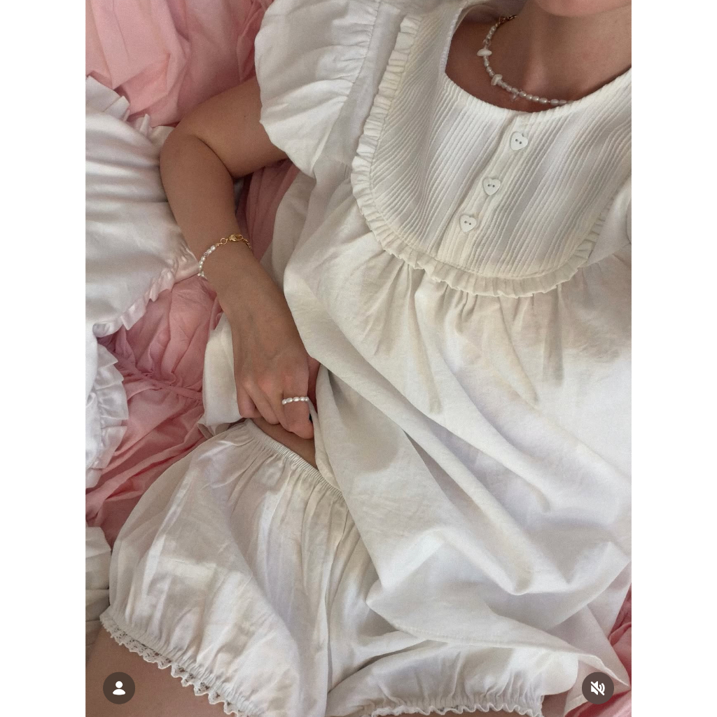 ONSRA - LUNA Váy Babydoll Cổ Tròn Bèo Tay Phồng | BigBuy360 - bigbuy360.vn