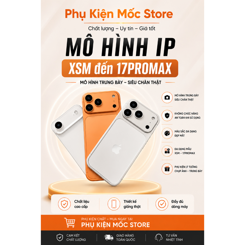 Mô hình trưng bày decor các dòng điện thoại từ Xsm đến 17Promax - Mốc Store