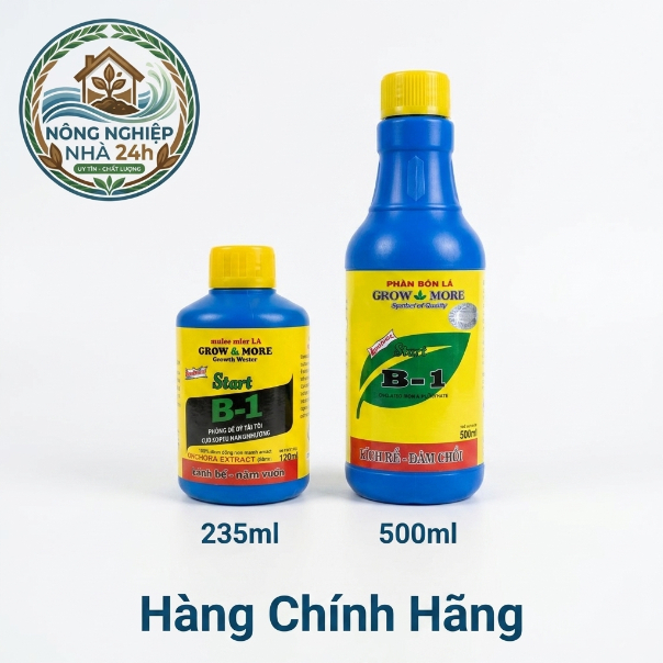 B1 Growmore (235ml-500ml) – Vitamin B1 Kích Rễ, Chống Sốc, Phục Hồi Cây Trồng, Xanh Lá Mạnh