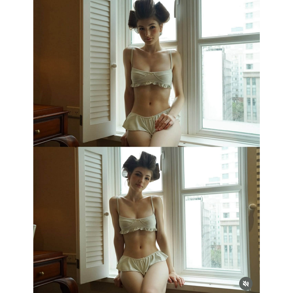 ONSRA - DAKOTA Set Đồ Ngủ Cotton Áo Hai Dây & Quần Viền Bèo Xếp Ly | BigBuy360 - bigbuy360.vn
