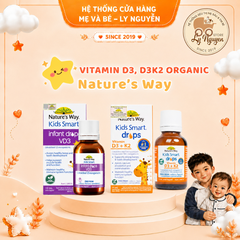 [LyNguyenStore] Vitamin D3, D3K2 ORGANIC Nature’s Way Kids Smart - Nhập khẩu chính hãng