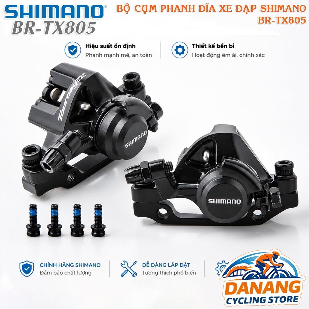 Bộ Cụm Phanh Thắng Đĩa Cơ Xe Đạp SHIMANO BR TX805 Cho MTB/Touring - Chính Hãng