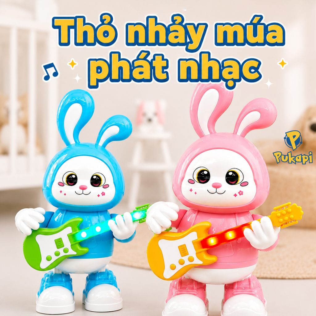 Đồ Chơi Thỏ Nhảy Múa Phát Nhạc Robot Đồ Chơi Đánh Đàn Guitar Vịt Đồ Chơi Cho Bé Vui Nhộn Có Đèn-Đồ C