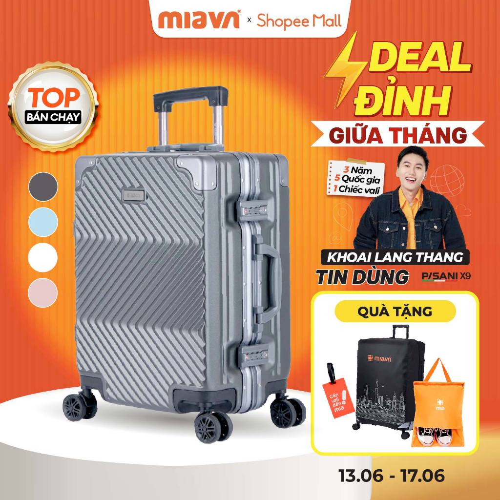 [🔥TOP BÁN CHẠY] Vali Khoá Khung MIAvn Pisani X9 - Size 20/24/28, Nhựa PC Cao Cấp, Khoá Khung Bảo Mật