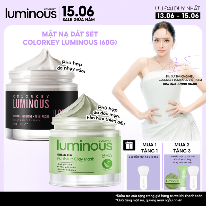 Mặt nạ bùn đất sét phù hợp da nhạy cảm hoặc da dầu COLORKEY LUMINOUS |Hỗ trợ làm sạch sâu,kiềm dầu,s
