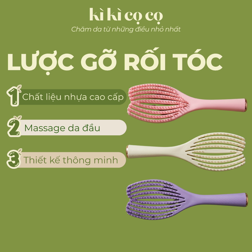 Lược Gỡ Rối Tóc KÌ KÌ CỌ CỌ Lược Chải Tóc Tách Lớp Ôm Da Đầu Hỗ Trợ Tạo Kiểu Tóc Không Đau Đầu