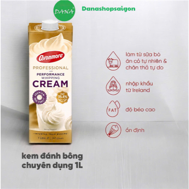 Whipping Cream Kem Sữa Đánh Bông Avonmore (35,5 % Chất Béo) 1 Lít