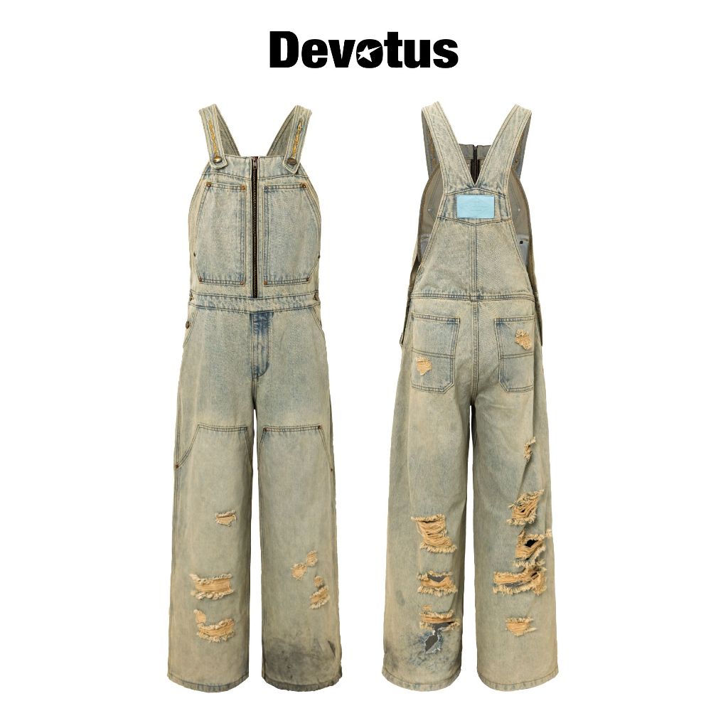 Quần Yếm Jean form Baggy làm rách Xanh Dust Dơ Devotus Local Brand - YẾM JEAN OVERALLS