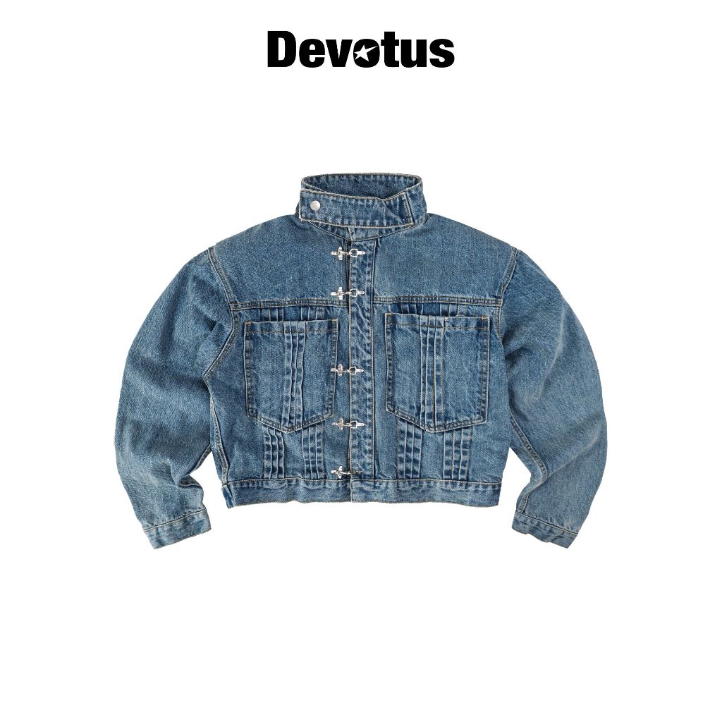 Áo khoác jean Jacket Denim móc khoá kim loại form BOXY Local brand Devotus Unisex - JACKET RIPPLE