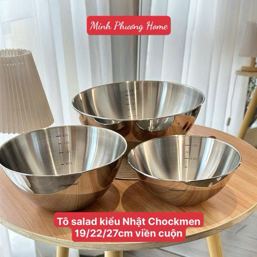 Tô Salad inox 316 Chockmen [235] inox 316 size 17/22/27cm hàng 1 lớp