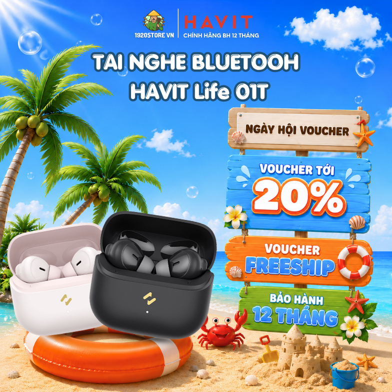 Tai Nghe TWS HAVIT LIFE 01T Model HAVIT TW982, BT 5.4 Gọn Nhẹ, Công Nghệ AI Khử Ồn, Nghe Đến 33H - B