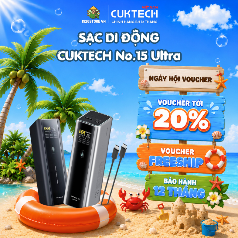 Sạc Dự Phòng CUKTECH 15 Ultra - PB200U, Sạc Nhanh 2C1A 210W, Mi Turbo 120W, Dung Lượng 20000mAh - Ch