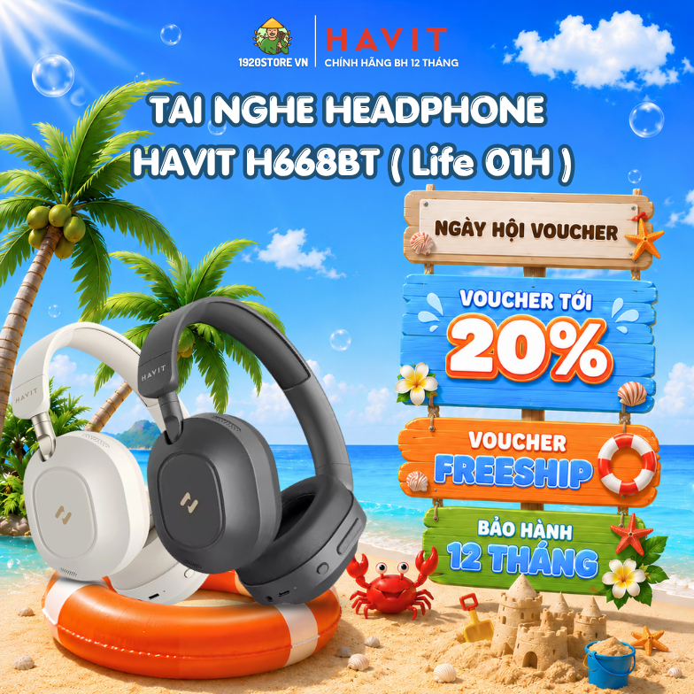 Tai Nghe Headphone Bluetooth HAVIT LIFE NC01H - H668BT, Chống Ồn Chủ Động ANC -25dB, Nghe Nhạc 80H, 
