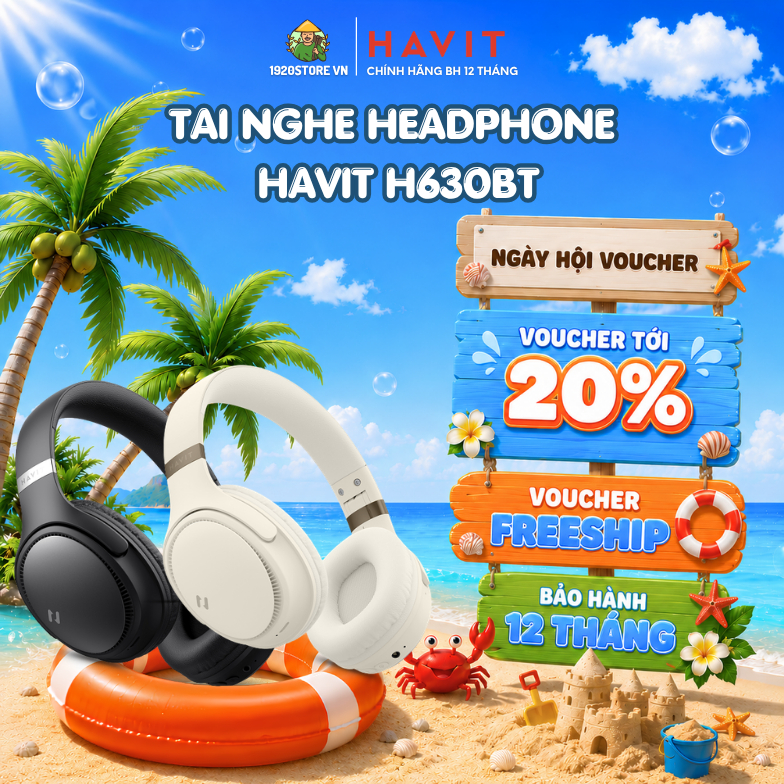 Tai Nghe Bluetooth Headphone HAVIT H630BT, BT v5.3, Driver 40mm, Gập Tiện Lợi, Nghe 55H - Chính Hãng