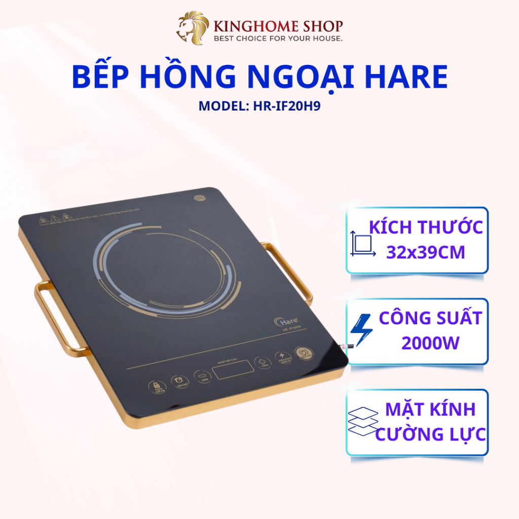 Bếp Hồng Ngoại Đơn Hare HR-IF20H9 Mặt Kính Cường Lực Công Suất 2000W