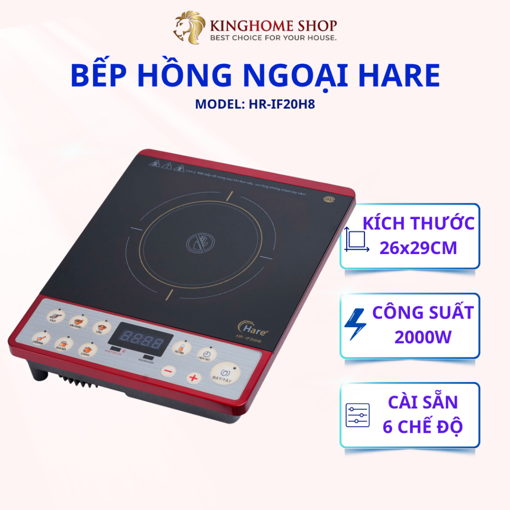Bếp Hồng Ngoại Hare HR-IF20H8 Công Suất 2000W Nấu Nhanh Dùng Được Mọi Loại Nồi
