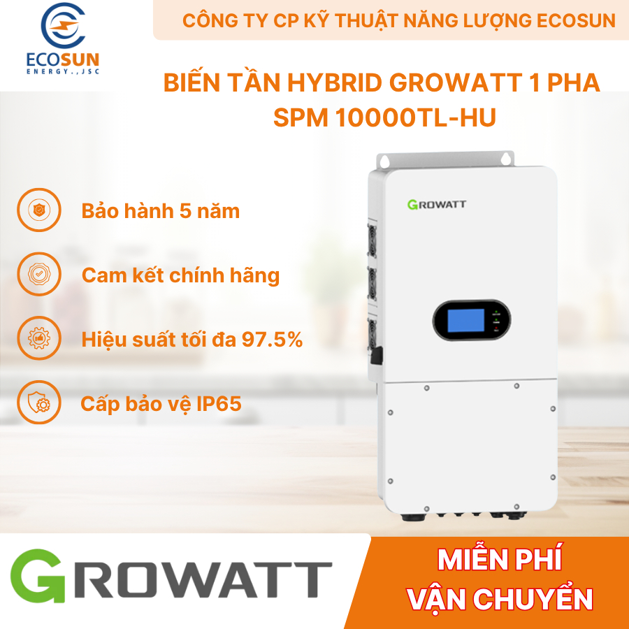 Inverter Growatt SPM 10000TL-HU 10kW 1 Pha Chính Hãng | Biến Tần Điện Mặt Trời Cao Cấp, Bộ MC4