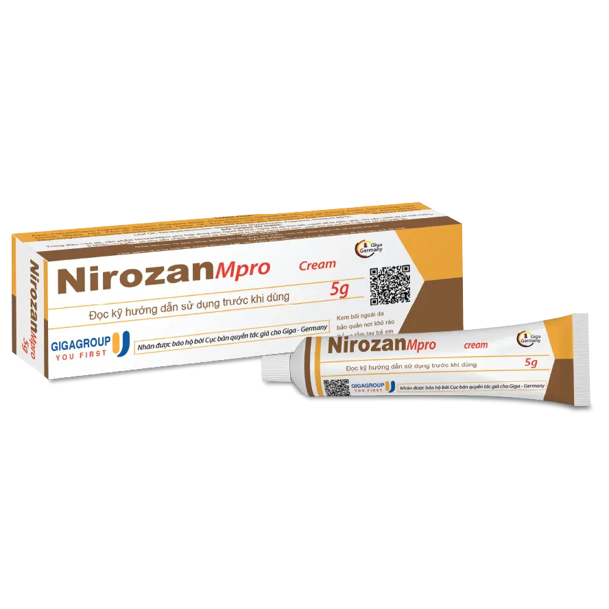 Tuýp kem bôi ngoài da Nirozan hỗ trợ giảm Nấm Ngứa, Lang Ben