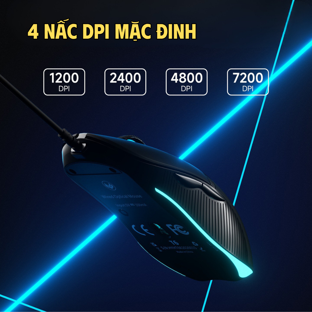 Chuột Silent Gaming ATAS T6 - LED RGB - App marco - DPI 7200 - Con lăn TTC - Tặng grip Tape | BigBuy360 - bigbuy360.vn