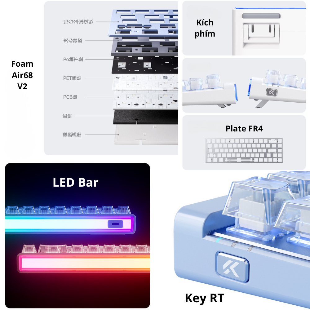 Bàn phím cơ Rapid Trigger ACE68 Air V2 - Nút RT - LED Bar RGB - Tốc độ phản hồi 0,001ms | BigBuy360 - bigbuy360.vn