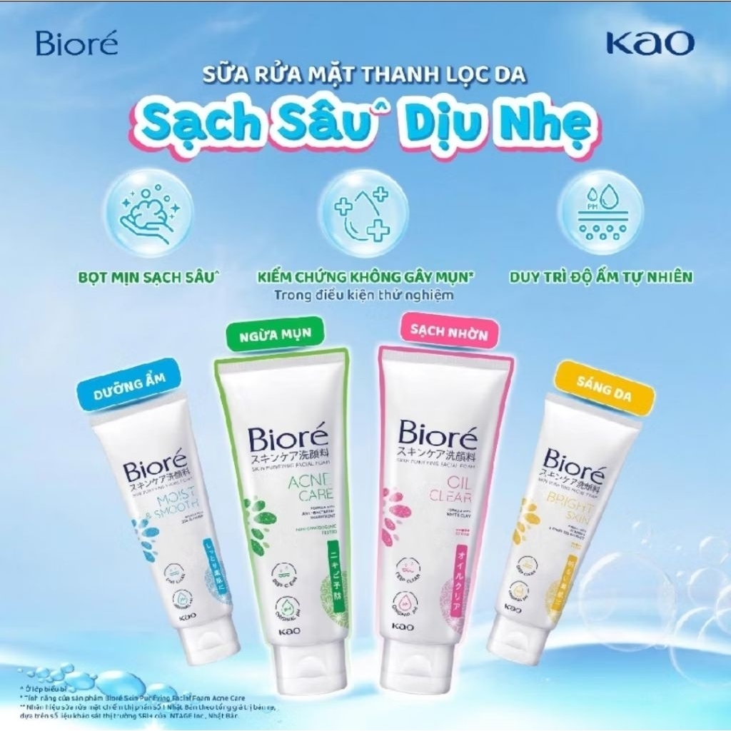 Sữa rửa mặt Bioré 100g