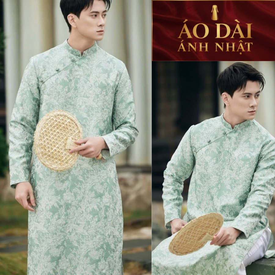 Áo dài cách tân mặc dạ hội ngày tết và bê cháp phối cổ 2 phân truyền thống đính cúc bọc trước ngực _