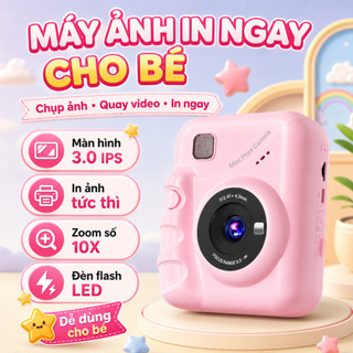 Máy ảnh lấy liền trẻ em - Chụp là in ngay, có thể in màu, tặng kèm giấy ảnh, quà sinh nhật, máy ảnh đa năng