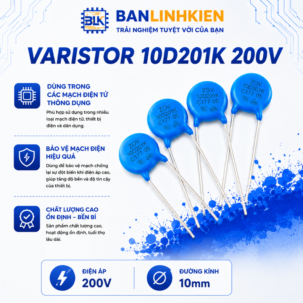 Tụ Chống Sét Varistor 10D201K 200V  BANLINHKIEN 5 chiếc