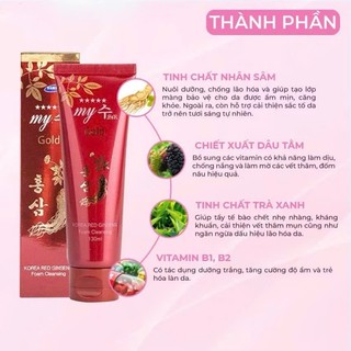 Sữa Rửa Mặt Sâm My Gold Red Ginseng Foam Cleanser 130ml - Dưỡng Ẩm, Sáng Da